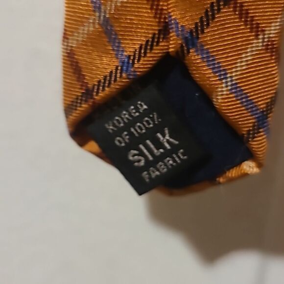 Nautica Orange Diagonal Check Silk Tie - Picture 4 of 4
